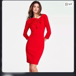 Calvin Klein Vibrant Red Long Sleeve Dress